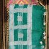 Emerald-Green-and-White-Batik-Linen-cotton-saree at Shilphaat.com