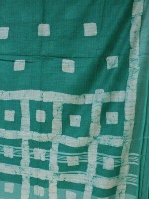 Emerals-Green-,-White-Batik-Linen-cotton-summer-sari