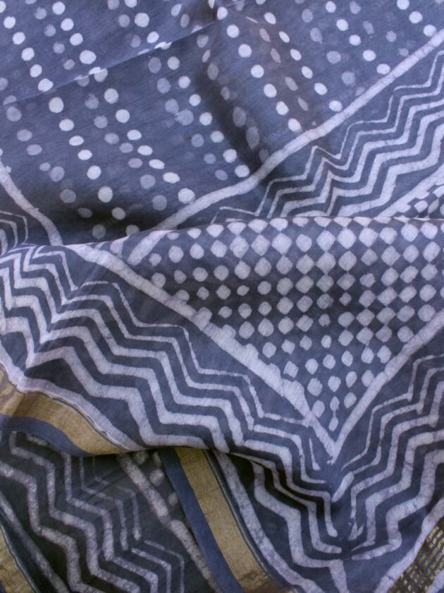 Gray-indigo-Bagru-printed-Chanderi-dupatta