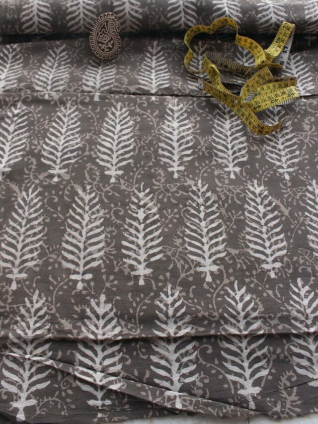 Grey-bagru-block-printed-pure-cotton-kurta-shirt-fabric