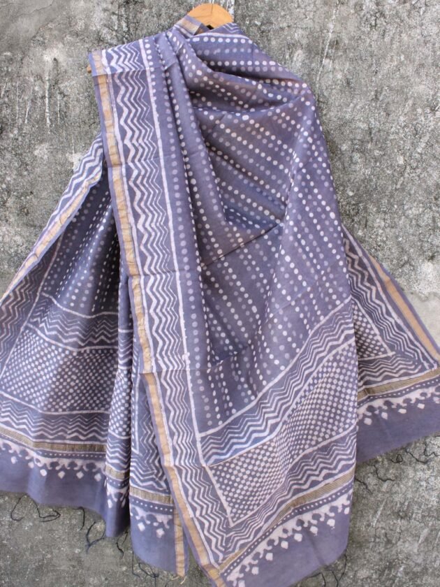 Grey-indigo-block-printed-chanderi-dupatta