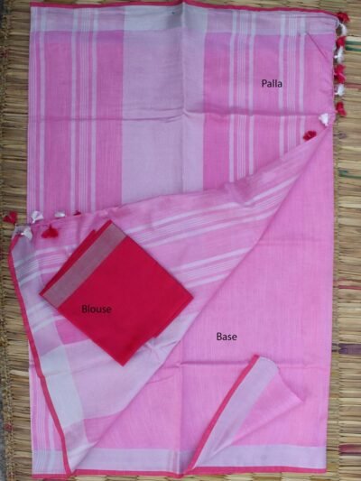 Pastel-Pink-Linen-cotton-Sari
