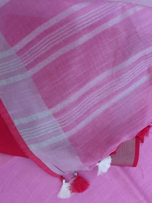 Pastel-Pink-Linen-cotton-summer-Saree