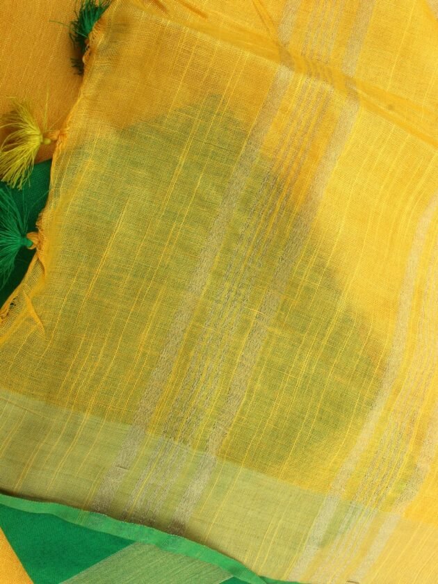 Sun-Yellow-Linen-cotton-summer-Saree