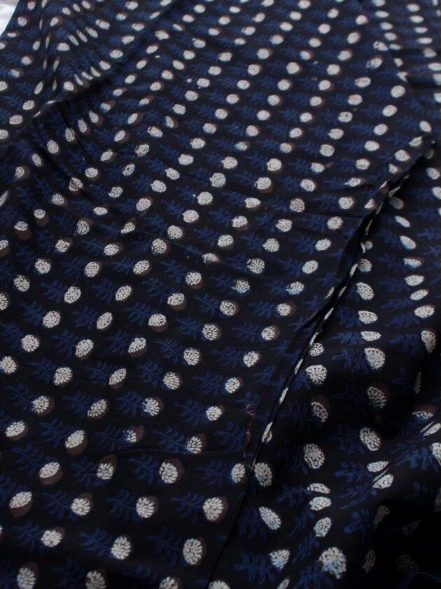 Black-and-indigo-block-printed-cotton-fabric at Shilphaat