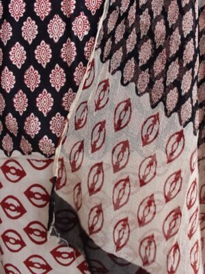 Black-and-red-Block-printed-mul-cotton-dress-material