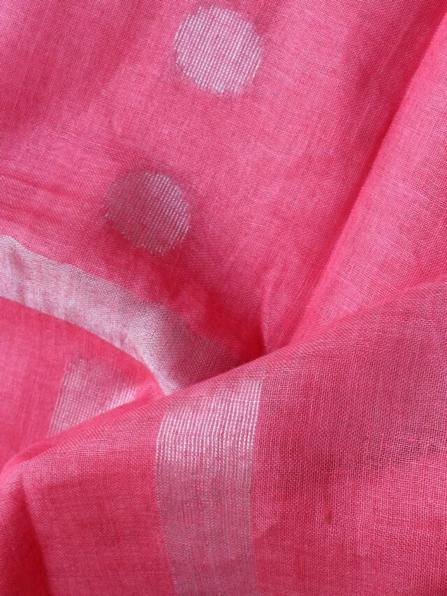 Carrot-Pink-,-Silver-zari--pure-silken-linen-saree