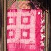 Dark-Pink-off-White-Batik-Linen-cotton-Saree at Shilphaat.com