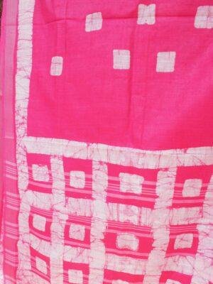Dark-Pink-,off-White-Batik-Linen-cotton-Saree