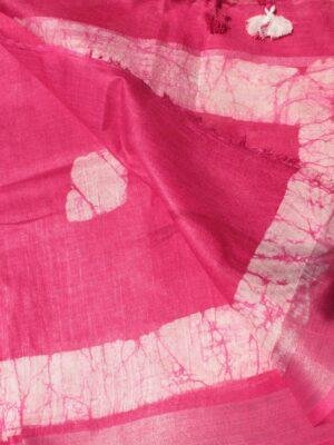 Dark-Pink-off-White-Batik-Linen-cotton-sari
