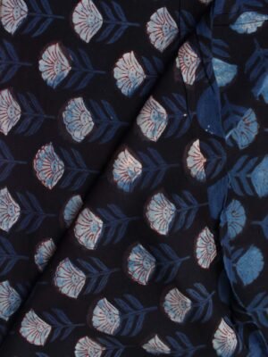 Indigo-and-Black-Block-printed-cotton-fabric