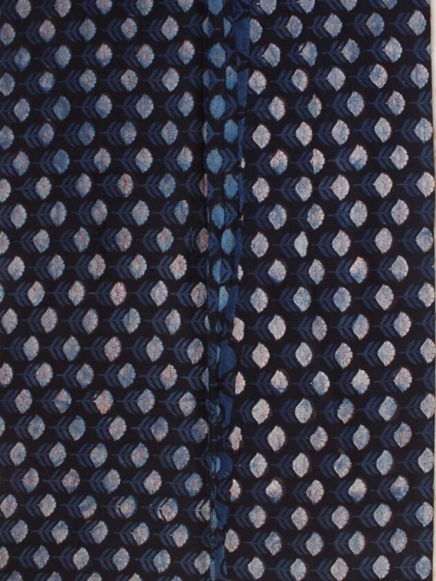 Indigo-and-Black-Block-printed-mul-cotton-fabric