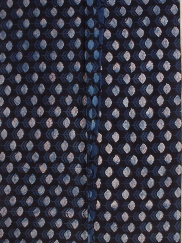 Indigo-and-Black-Block-printed-mul-cotton-fabric