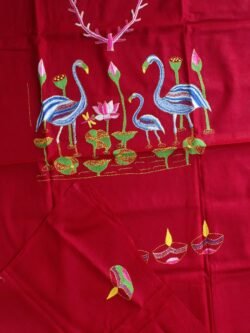 Maroon-Red-nakshi-Kantha-cotton-Kurta-fabric