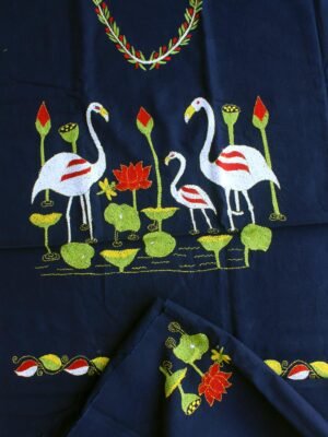 Navy-Blue-nakshi-Kantha-cotton-Kurta-fabric
