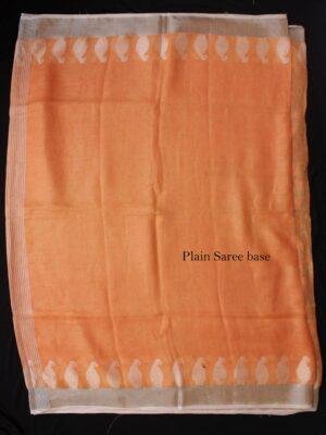 Pastel-Orange-Pure-Bhagalpur-Linen-Saree-Shilphaat