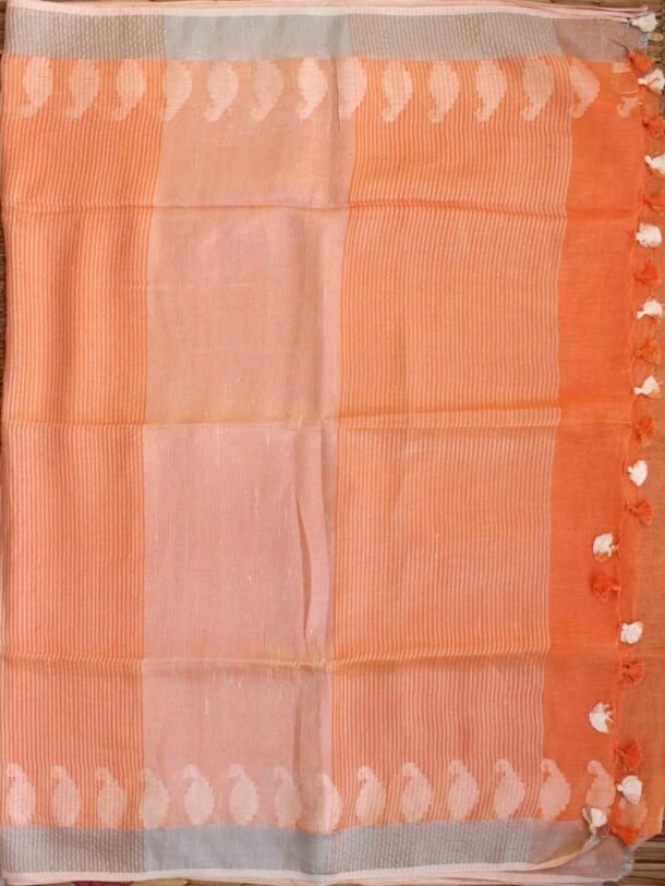 Pastel-orange-linen-summer-sari