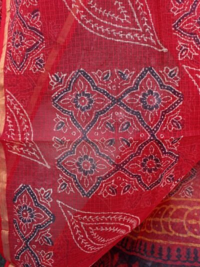 Red-bagru-printed-kota-cotton-dupatta-scarf