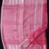 Rose-pink-and-silver-white-Jamdani-Linen-Saree at Shilphaat.com