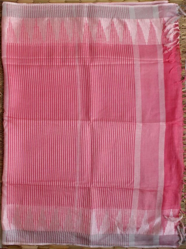 Rose-pink-linen-matka-silk-saree
