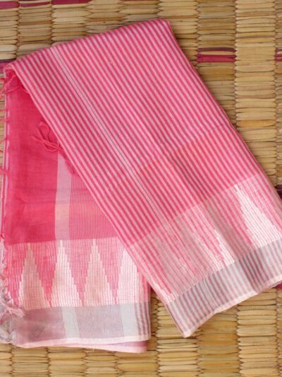 Rose-pink-pure-linen-sari