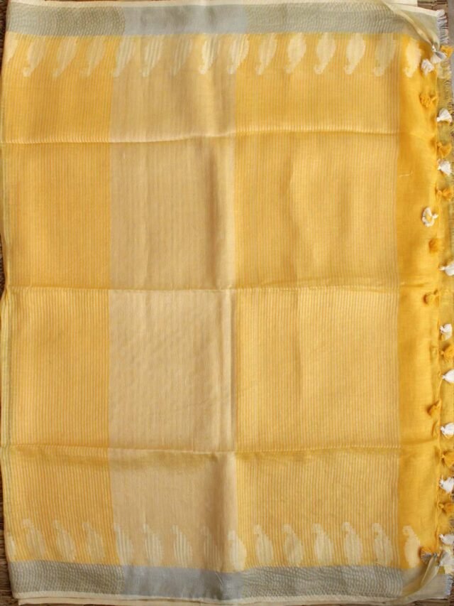 Sun-yellow-Pure-bhagalpur-Linen-Saree