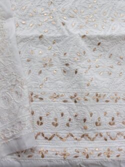 White cotton store chikankari fabric