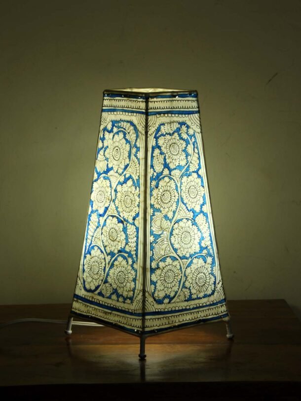 Blue-and-white-Tholu-Bommalata-long-lamp