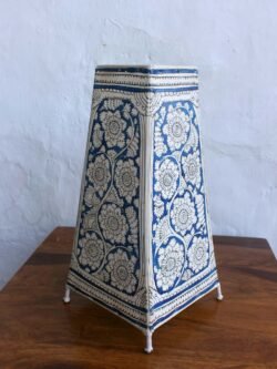 Blue-and-white--long-leather-table-lamp