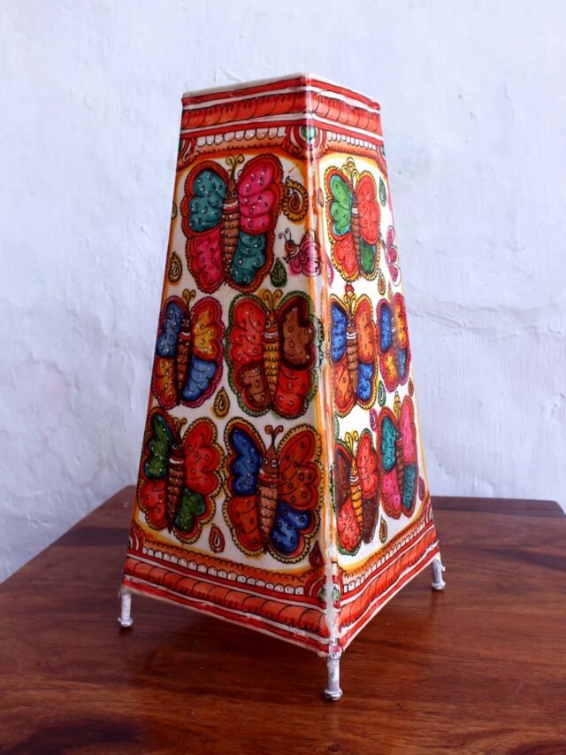 Butterflies--long-leather-table-lamp