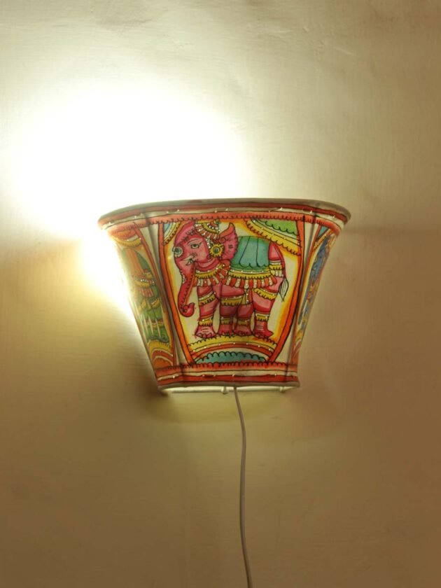Elephants,-Tholu-bommalata-small-wall-lamp