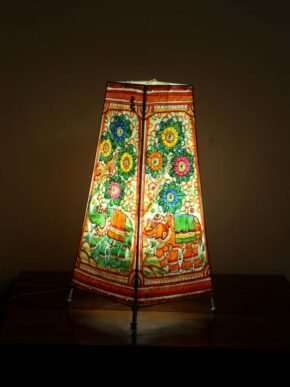 Elephants--long-leather-table-lamp