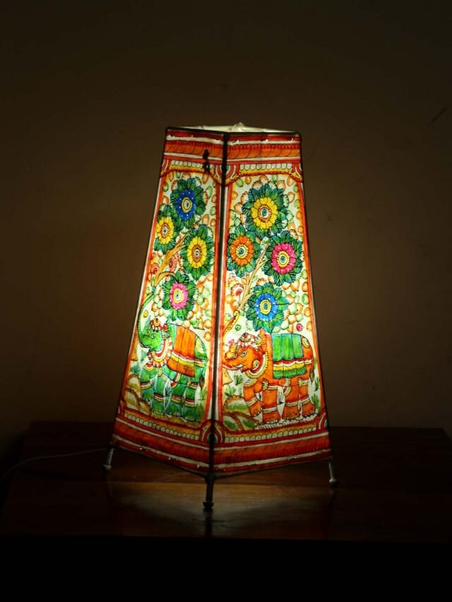 Elephants--long-leather-table-lamp