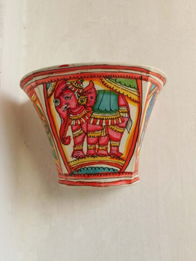 Elephants,-small-leather-wall-lampshade