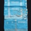 Firozi-Blue-silver-zari-Pure-soft-linen-saree at Shilphaat.com