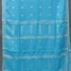 Firozi-Blue-silver-zari-work-Pure-linen-sari- at Shilphaat.com