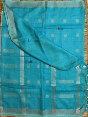 Firozi-Blue-zari-work-Pure-Bhagalpur-linen-saree