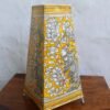 Yellow-and-white-peacocks--long-leather-table-lamp