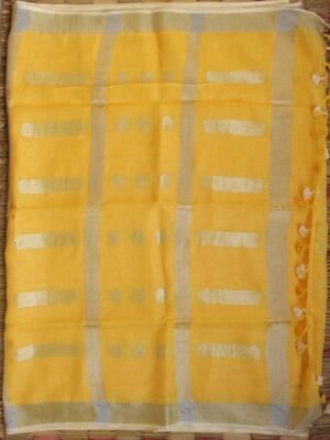 Yellow-zari-work-Pure-bhagalpuri-linen-saree