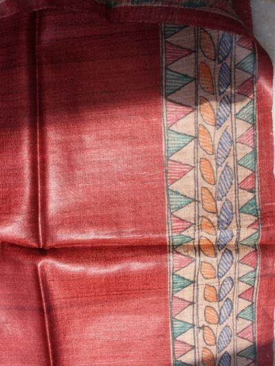 Maroon-Red-Madhubani-handpainted-pure-silk-dupatta