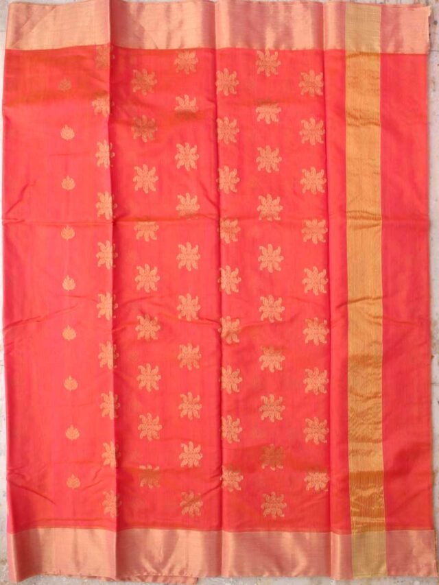 Orange-Leaf-zari-buit-chanderi-saree