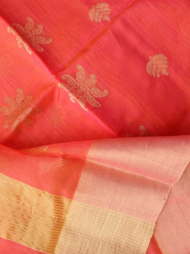 Orange-Leaf-zari-buit-chanderi-silk-saree