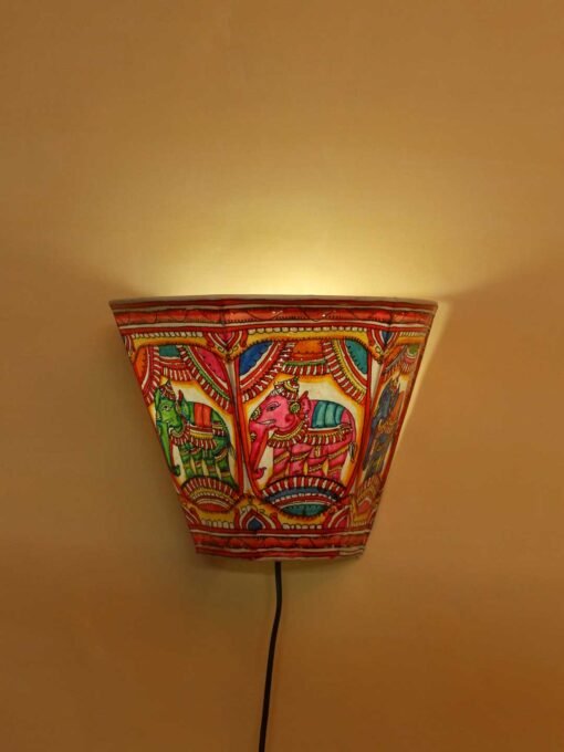 Multicolour-elephant-tholu-bommalata-wall-lamp