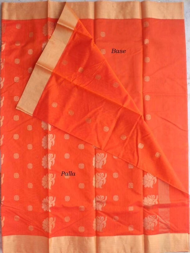 Orande-and-golden-zariwork-chanderi--silk-cotton-saree