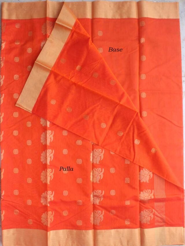 Orande-and-golden-zariwork-chanderi--silk-cotton-saree