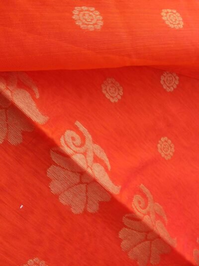 Orange-and-golden-pure--zari-chanderi-sari