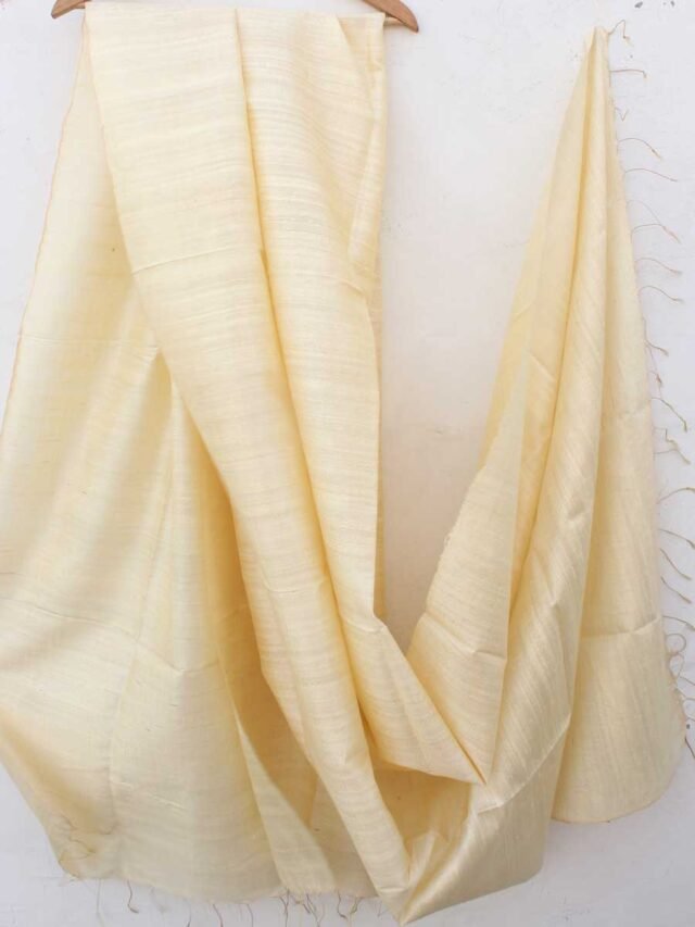 Cream-white-dupion-tassar-silk-dupatta