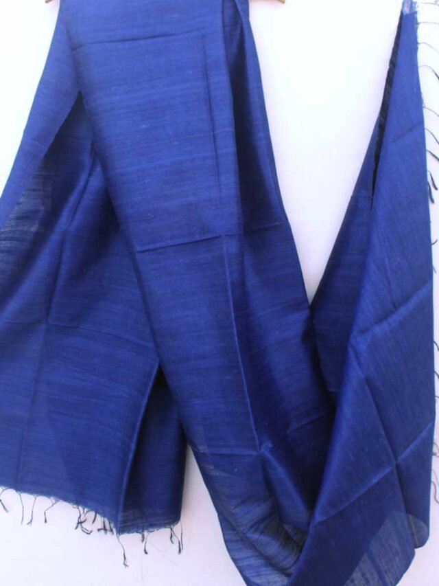 Dark-Blue-Dupion-tussar-silk-dupatta