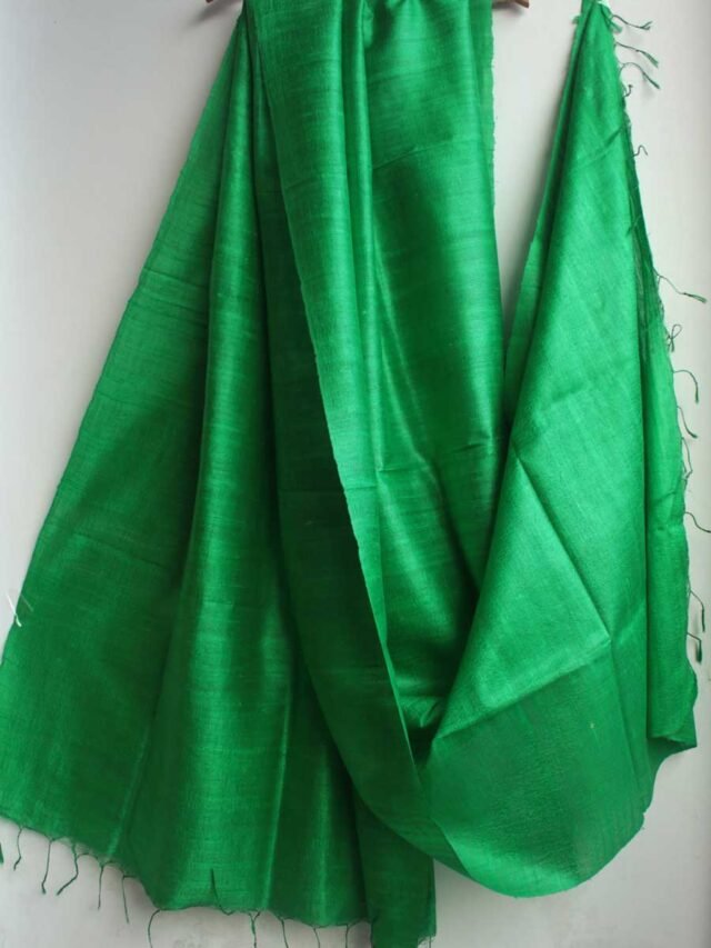 Emerald-green-Dupion-tassar-silk-dupatta Shilphaat