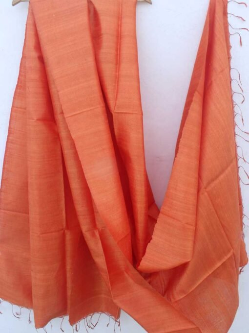Saffron-orange-Dupion-tussar-silk-dupatta